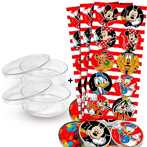 Kit decoração Mickey Festa 30 adesivos + 20 Latinhas