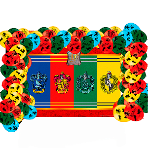Kit Festa Harry Potter Decoração Painel GIGANTE + 25 Bexigas