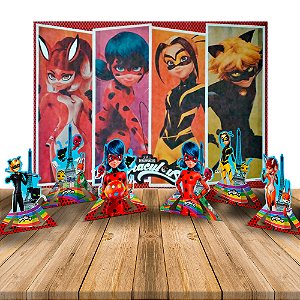 Kit Festa Ladybug Decoração Painel GIGANTE + Display de mesa