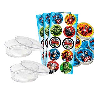Kit decoração Vingadores Festa 30 adesivos + 20 Latinhas