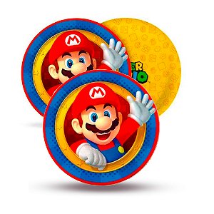 8 Prato Redondo Decoração Super Mario Festa Sortido 18cm