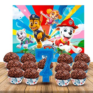 Kit festa Patrulha canina Vela 7+ Forminhas + Painel GIGANTE
