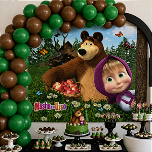 Kit festa Masha e o Urso Decoração Completa 101 itens