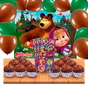 Kit festa Masha e o Urso Decoração Completa 231 itens