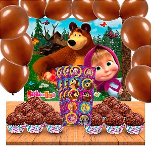 Kit festa Masha e o Urso Decoração Completa 181 itens