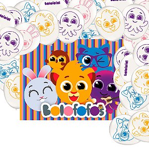 Kit festa Decoração Bolofofos painel Gigante + 25 Bexigas