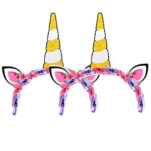 8 Tiara de Papel Unicornio Decoraçãp festa Aniversárop