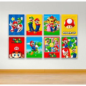 Plaquinhas decoração Super Mario festa aniversári 25x35 8 Un