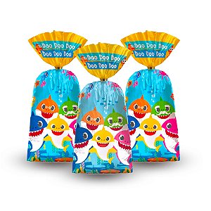 8 Sacolas surpresa Lembrancinhas Baby Shark decoração festa