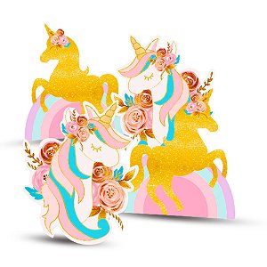 4 Display de mesa Decoração Unicornio completa cor mais viva