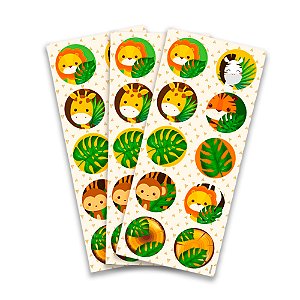 30 Adesivos redondo decoração Safari festa aniversário