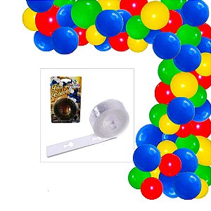Kit Festa Mario decora Arco desconstruído fita + 200 bexigas