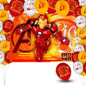 Kit Festa Homem De Ferro Decoração Painel GG + 25 Bexigas