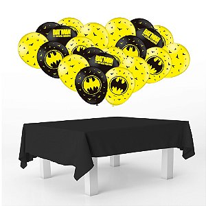 Kit festa Batman Decoração Toalha preta TNT +25 balões