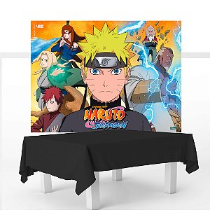 Kit festa Naruto Decoração Anivesá Toalha Preta + Painel TNT