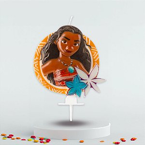 Vela decorada pra festa Princesa Moana decoração aniversário