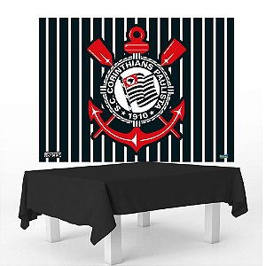 Kit Festa Corinthians Decoração Anivers Toalha Preta +Painel