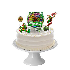 Topo de bolo decoração Tartarugas Ninja festa aniversário