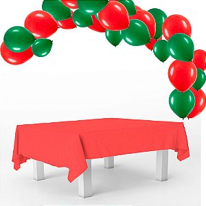 Kit festa Natal Decoração 100 bexigas +Toalha vermelha +fita