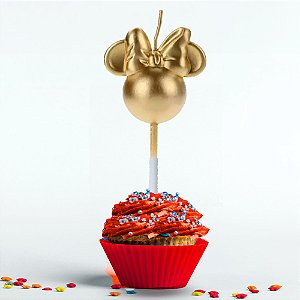 Vela Decorada festa Minnie Dourada decoração aniversário