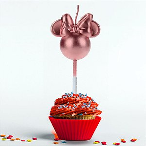 Vela Decorada festa Minnie Rose Gold decoração aniversário