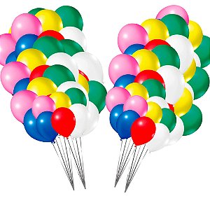 50 Balões bexigas N7 Coloridas Sortidas decoração de festa