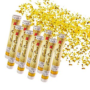 Kit 10 Lança Confetes Dourado festa aniversário eventos 30cm ( ATACADO )