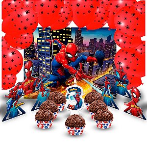 Kit Festa 133 Pçs Decoração Homem Aranha Festa 3 Anos