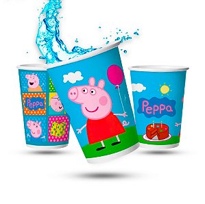 12 Copos de papel decoração Peppa Pig 180ML festa aniversário