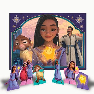 Kit festa Wish Disney Decoração Completa Painel G+ 6 Display