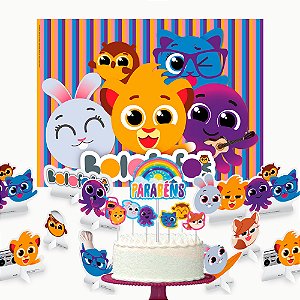 Kit Festa Bolofofos Aniversário Painel +8 Display +Topo bolo
