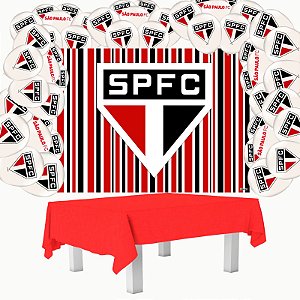 Kit festa São Paulo Decoração Painel + Toalha vermelha TNT + 25 balões