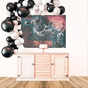 Painel Decoração Pantera Negra festa aniversário TNT 1,40 cm