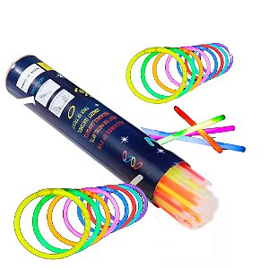 Kit 50 Pulseiras festa Neon decoração Mais Brilho e Cor