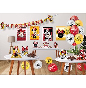 KIT FESTA  MINNIE MOUSE  DECORAÇÃO PRONTA  137 ITENS