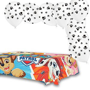 Kit Fesa Patrulha Canina Decoração Toalha TNT + 25 Balão