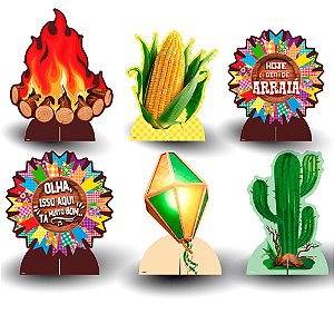 6 Display de mesa Decoração Festa Junina Arraia mais cor