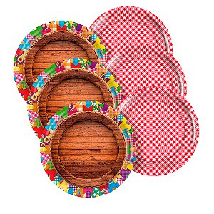 Pratos Decoração Julina Arraia Festa Junina 18cm 8 unidades