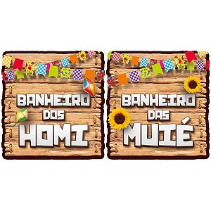 2 Placas Banheiro Homi Muie Decoração Arraia festa junina