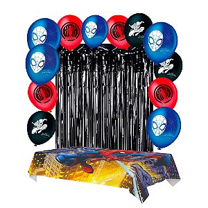 Kit festa Homem Aranha Decoração aniv Cortina+ Balão+ Toalha