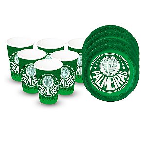 KIt Festa Palmeiras Decoração aniversá 16 pçs Copos + Pratos