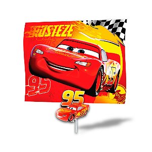 Kit festa Carros Mcqueen Decoração Aniversá Painel +Vela 3D