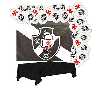 Kit Festa Vasco da Gama Decoração Painel+ Balão+Toalha preta