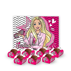 Kit festa Barbie Decoração Aniversário Painel + 40 Forminhas
