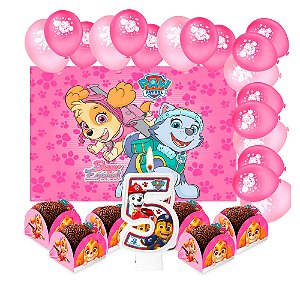 Kit festa Patrulha Canina Rosa Skye Decoração Aniver 5 anos