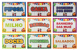 kit 9 Placas Papel Festa Junina Sortidas Decoração Arraia