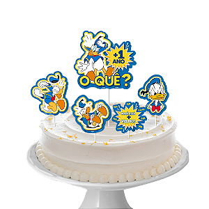 Topo de bolo Decoração Pato Donald Festa Aniversário 5pçs