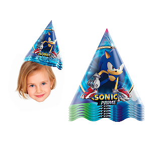 Chapéu Aniversário Decoração Sonic festa Infantil 8 Und