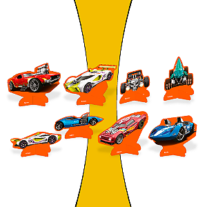 8 Display de mesa Decoração Hot Wheels Festa Aniversário