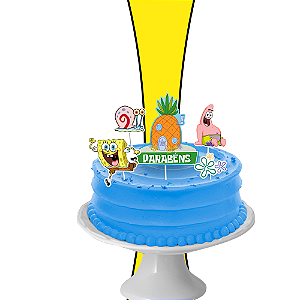 Topo de bolo Topper Decoração Bob Esponja Festa Aniversário